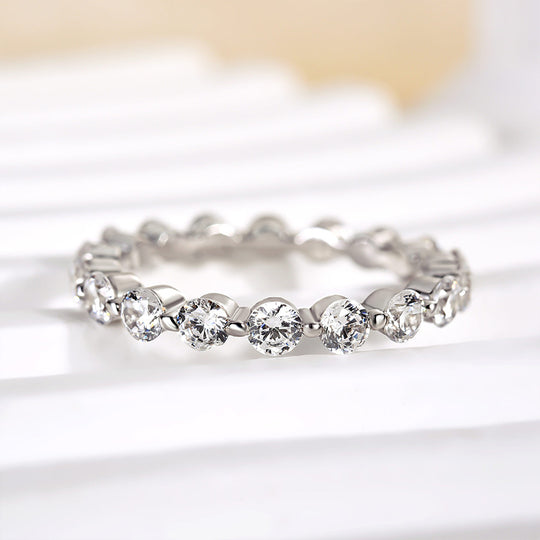 Sterling Silver Eternity Round Cut Women's Stackable Wedding Band