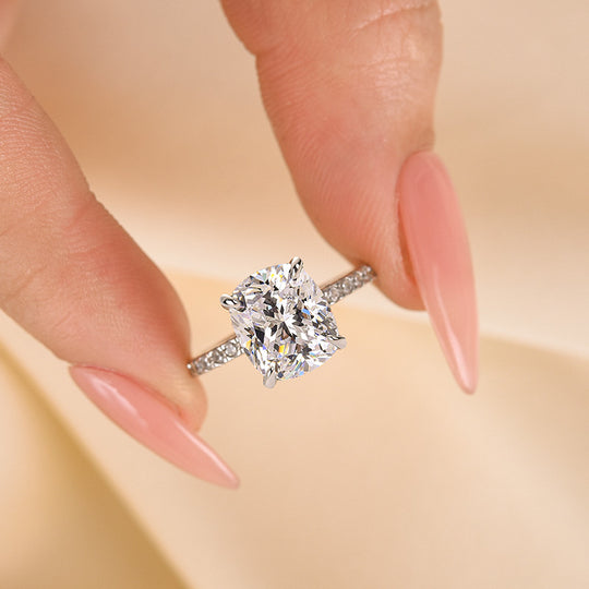 3.0 Carat Cushion Cut White Sapphire Women's Engagement Ring In Sterling Silver