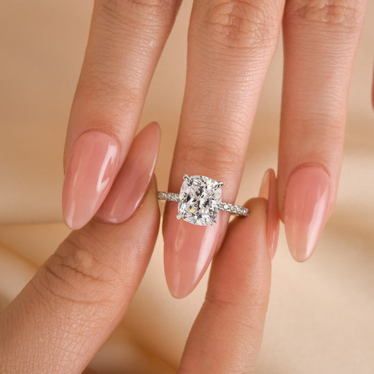 3.0 Carat Cushion Cut White Sapphire Women's Engagement Ring In Sterling Silver