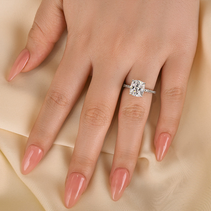 3.0 Carat Cushion Cut White Sapphire Women's Engagement Ring In Sterling Silver