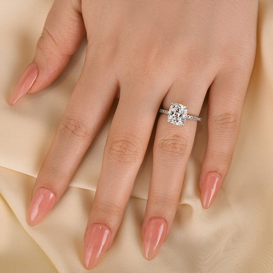 3.0 Carat Cushion Cut White Sapphire Women's Engagement Ring In Sterling Silver
