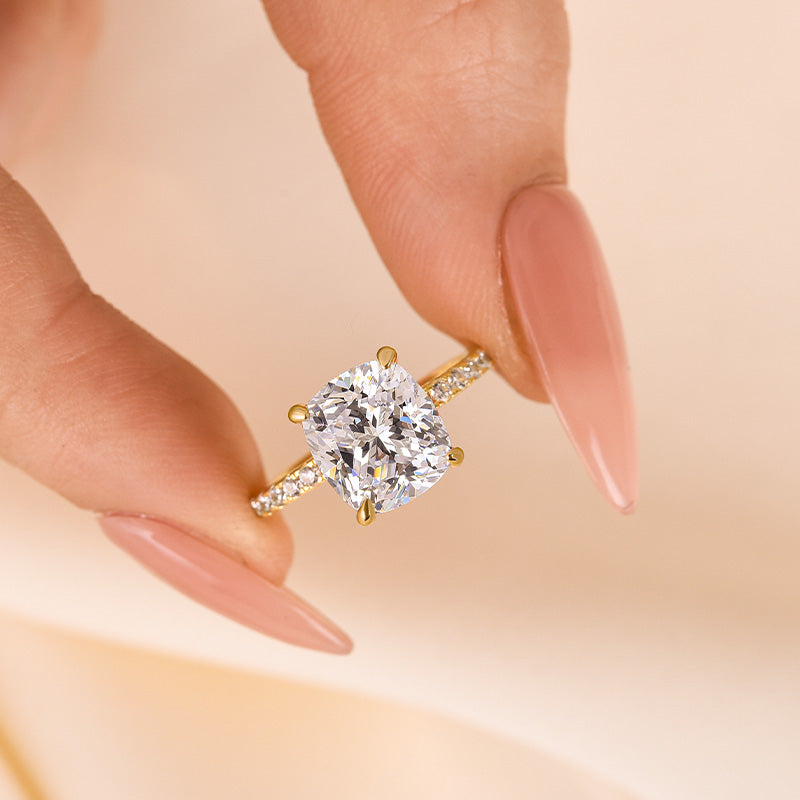 3.0 Carat Cushion Cut White Sapphire Women's Engagement Ring In Sterling Silver