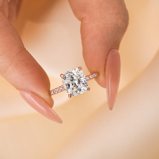 3.0 Carat Cushion Cut White Sapphire Women's Engagement Ring In Sterling Silver