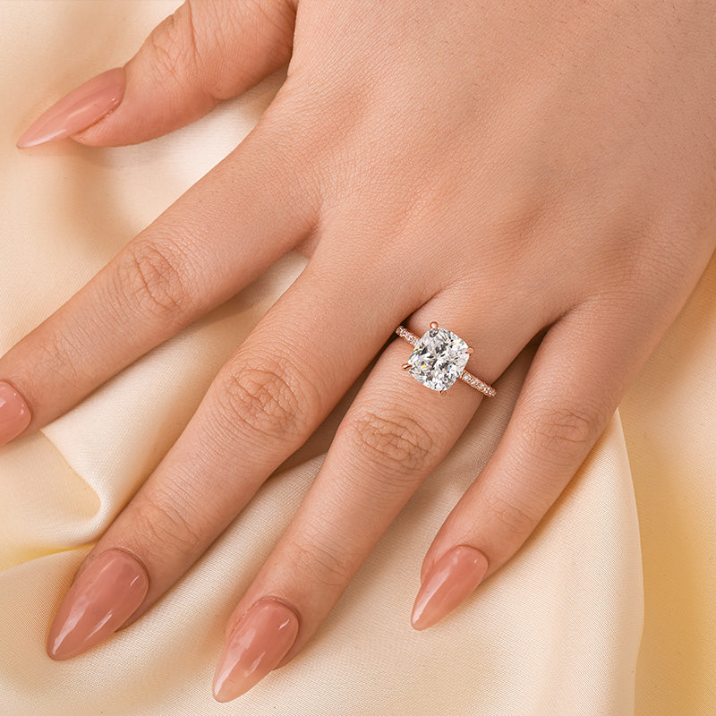 3.0 Carat Cushion Cut White Sapphire Women's Engagement Ring In Sterling Silver