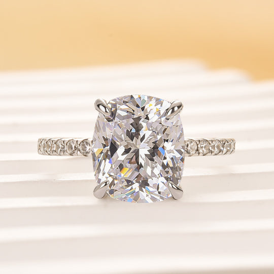 3.0 Carat Cushion Cut White Sapphire Women's Engagement Ring In Sterling Silver