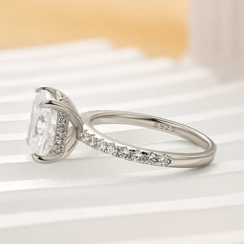 3.0 Carat Cushion Cut White Sapphire Women's Engagement Ring In Sterling Silver