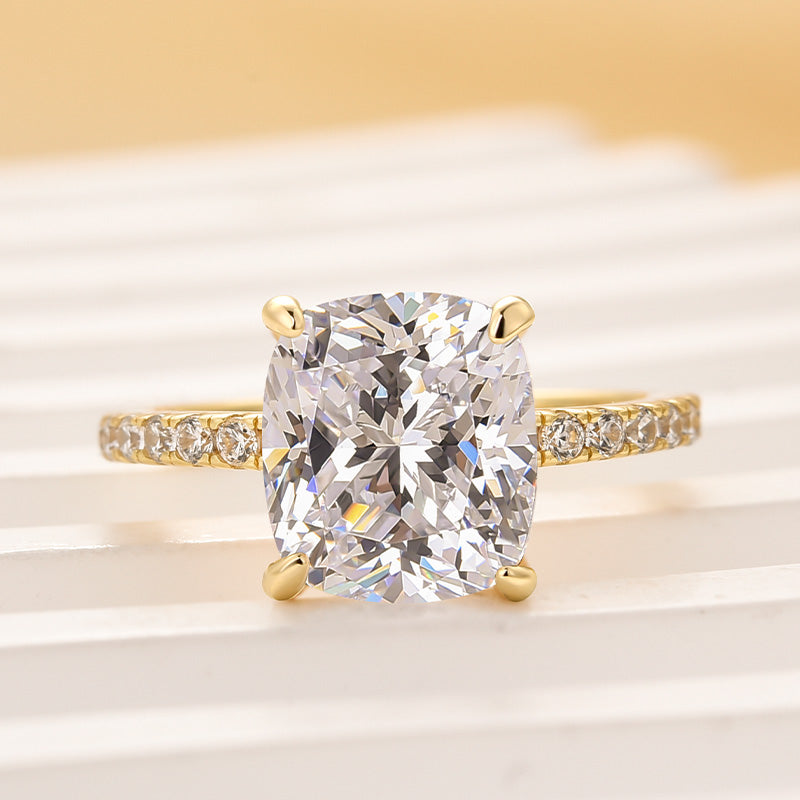 3.0 Carat Cushion Cut White Sapphire Women's Engagement Ring In Sterling Silver