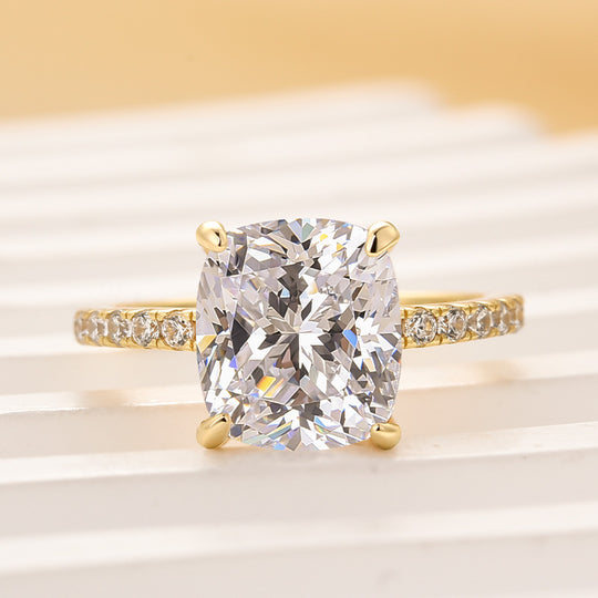 3.0 Carat Cushion Cut White Sapphire Women's Engagement Ring In Sterling Silver