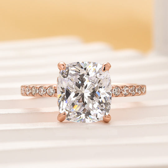 3.0 Carat Cushion Cut White Sapphire Women's Engagement Ring In Sterling Silver