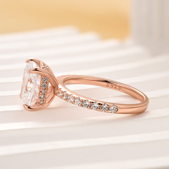 3.0 Carat Cushion Cut White Sapphire Women's Engagement Ring In Sterling Silver