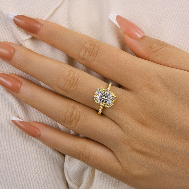 Maxine Attractive Halo Emerald Cut Engagement Ring