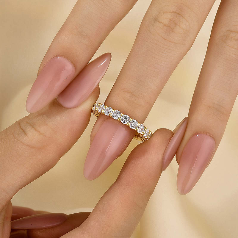 Eternity Round Cut Simulated Diamond Women's Wedding Band In Sterling Silver