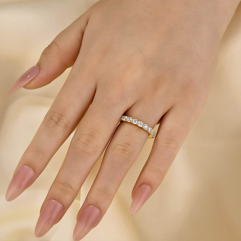 Eternity Round Cut Simulated Diamond Women's Wedding Band In Sterling Silver