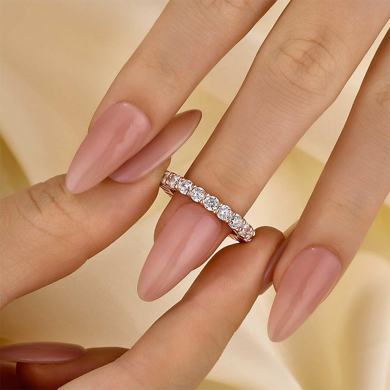Eternity Round Cut Simulated Diamond Women's Wedding Band In Sterling Silver