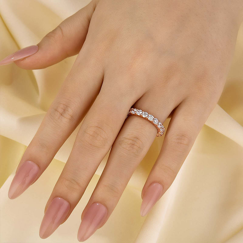 Eternity Round Cut Simulated Diamond Women's Wedding Band In Sterling Silver