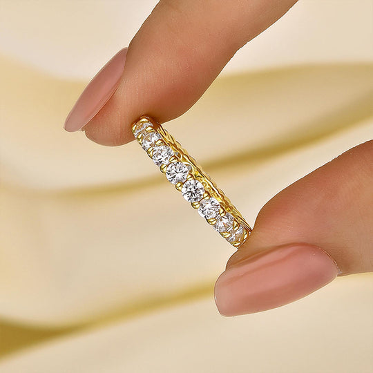 Eternity Round Cut Simulated Diamond Women's Wedding Band In Sterling Silver