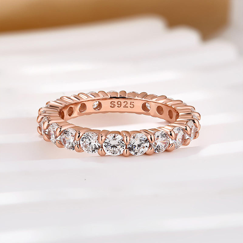 Eternity Round Cut Simulated Diamond Women's Wedding Band In Sterling Silver