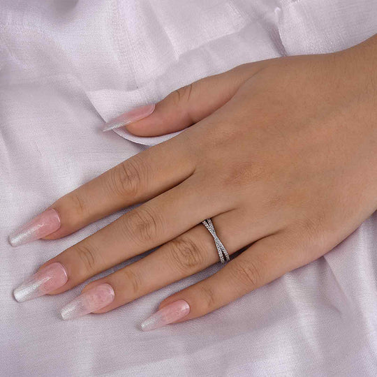 Classic X Criss Cross Wedding Band For Women In Sterling Silver