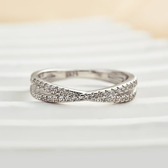 Classic X Criss Cross Wedding Band For Women In Sterling Silver