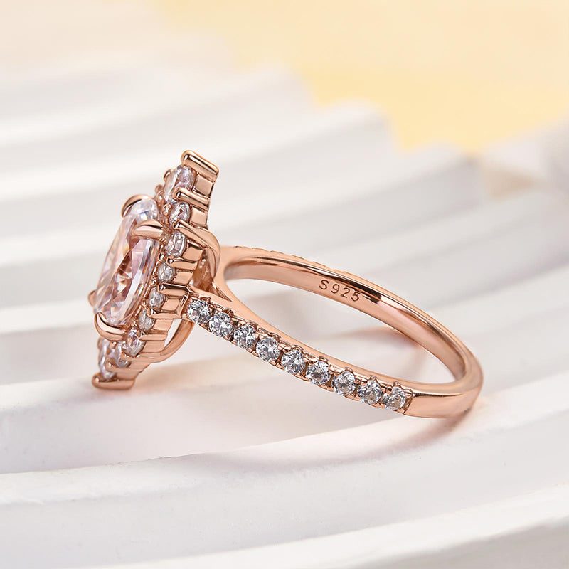 Unique Design Halo Oval Cut Sona Simulated Diamond Engagement Ring In Sterling Silver