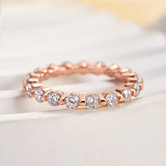 Sterling Silver Eternity Round Cut Women's Stackable Wedding Band