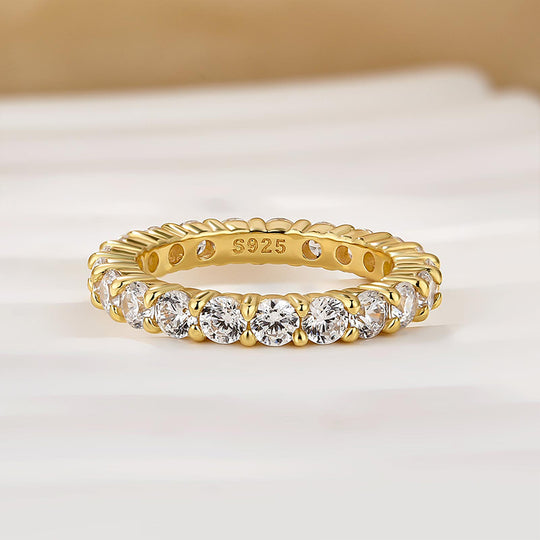 Eternity Round Cut Simulated Diamond Women's Wedding Band In Sterling Silver