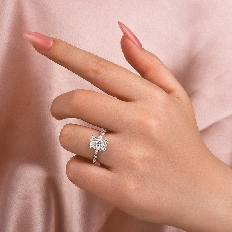 Sparkle 3.5ct Radiant Cut Engagement Ring For Women In Sterling Silver