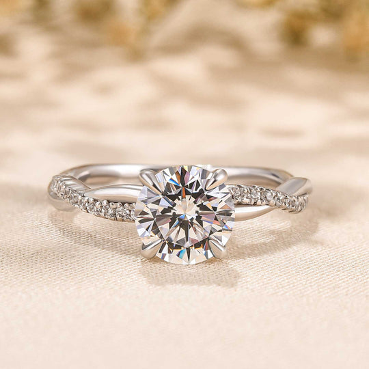 Twist 1.25 Carat/2.0 Carat Round Cut Promise Ring For Her In Sterling Silver