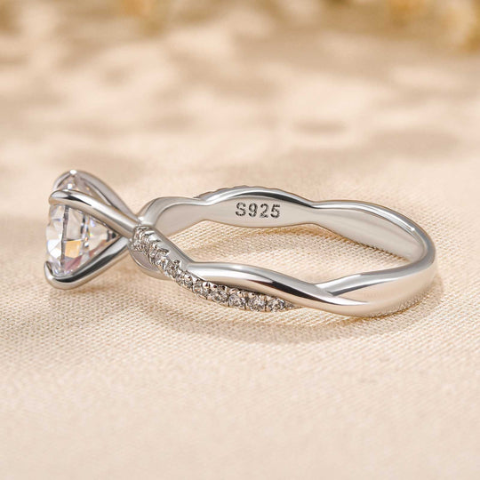 Twist 1.25 Carat/2.0 Carat Round Cut Promise Ring For Her In Sterling Silver