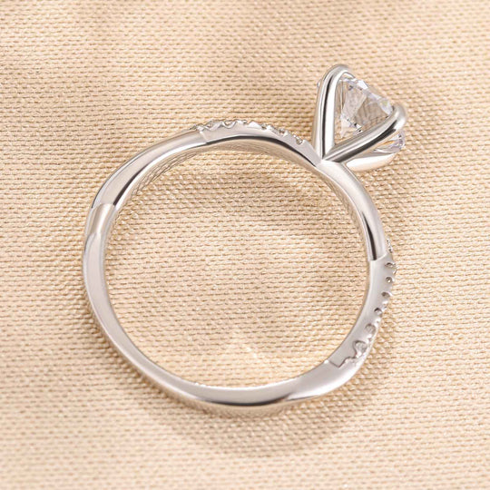 Twist 1.25 Carat/2.0 Carat Round Cut Promise Ring For Her In Sterling Silver