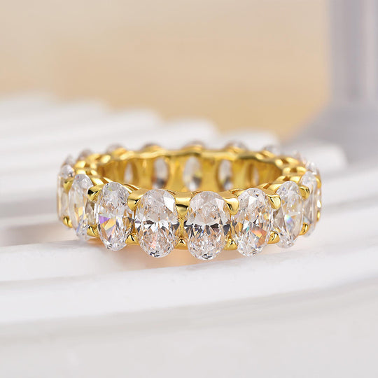 Eternity Oval Cut Simulated Diamonds Wedding Band