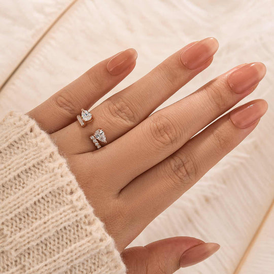 Maxine Classic Pear Cut Open Wedding Band In Sterling Silver
