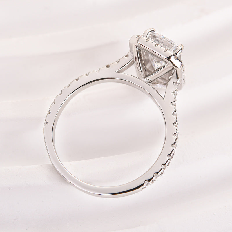 Maxine Attractive Halo Emerald Cut Engagement Ring