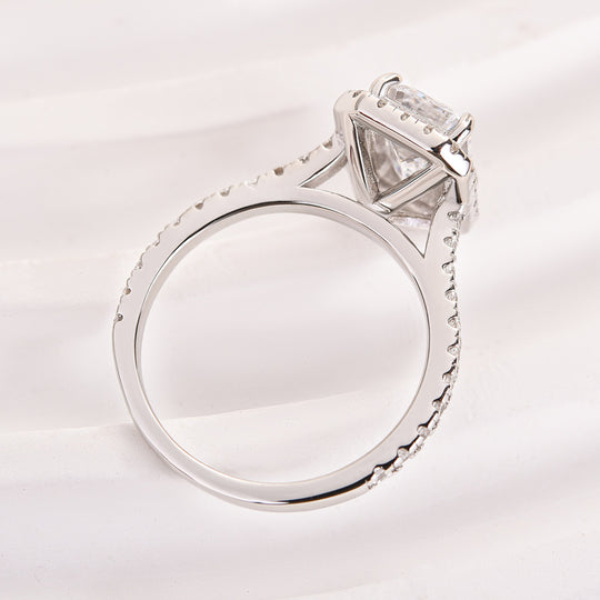 Maxine Attractive Halo Emerald Cut Engagement Ring
