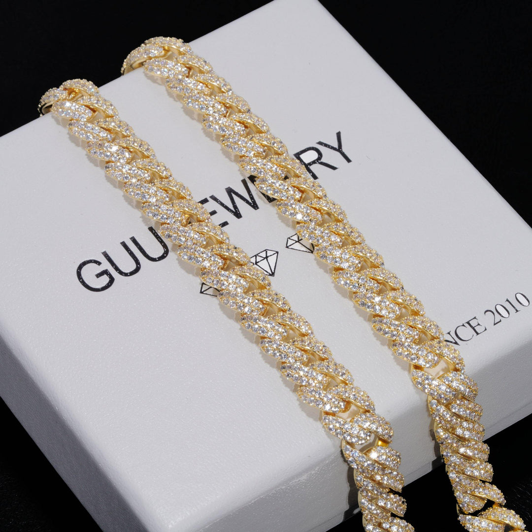 Cuban Link Chain (10mm) in White Gold / 18K Gold