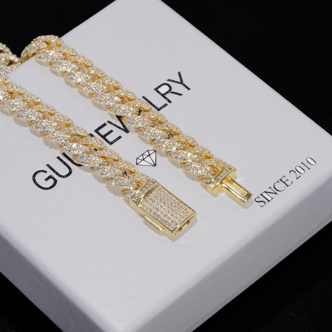 Cuban Link Chain (10mm) in White Gold / 18K Gold