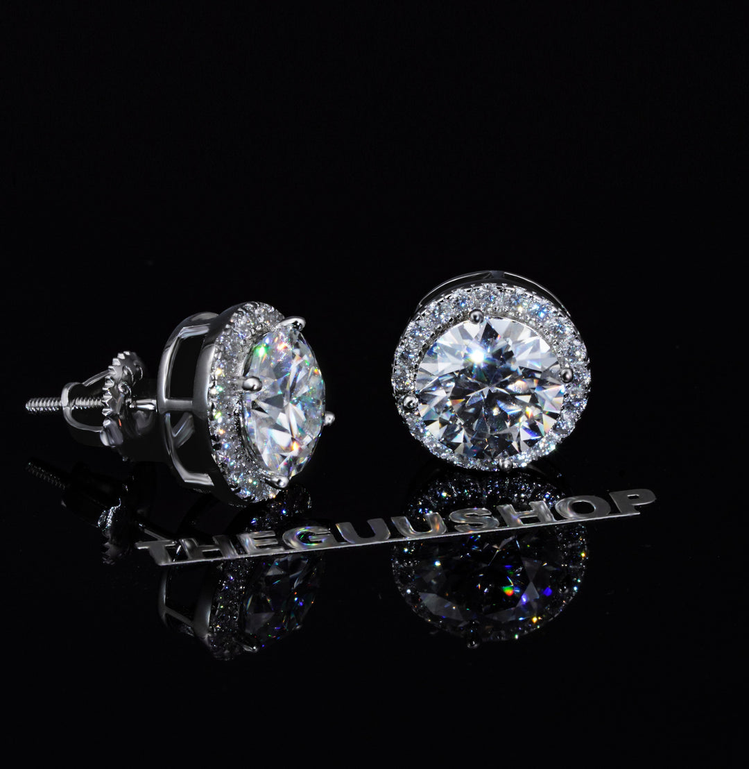 2.00 Carat Certified VVS1 Moissanite Halo Earrings