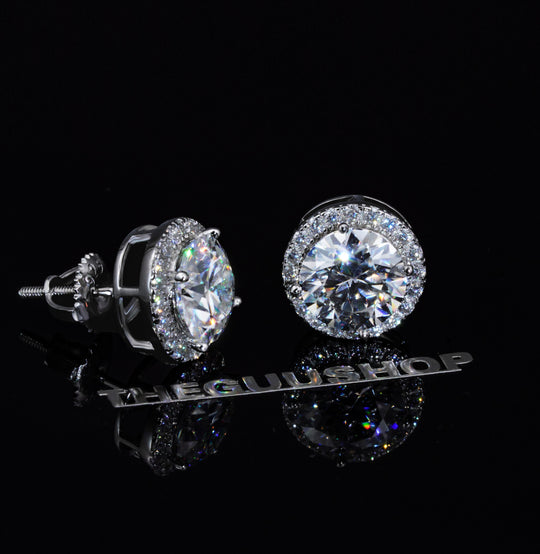 2.00 Carat Certified VVS1 Moissanite Halo Earrings