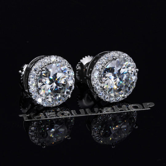 2.00 Carat Certified VVS1 Moissanite Halo Earrings