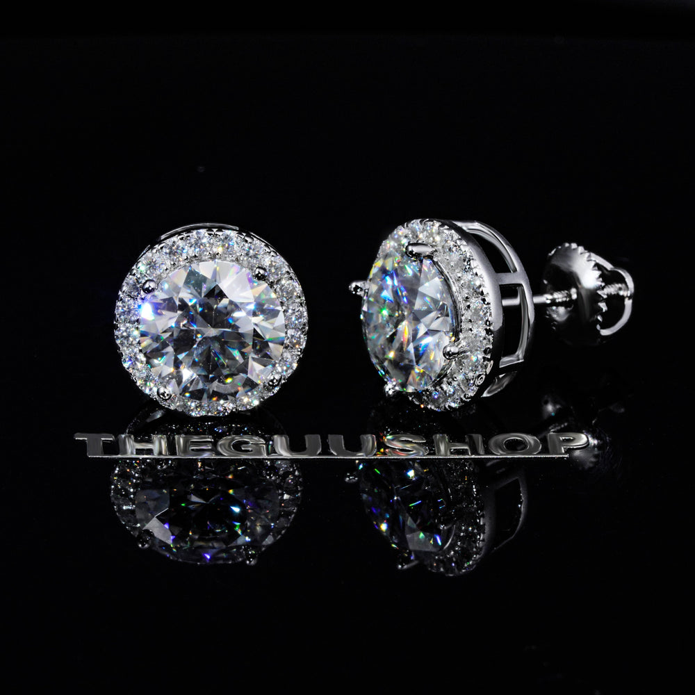 2.00 Carat Certified VVS1 Moissanite Halo Earrings