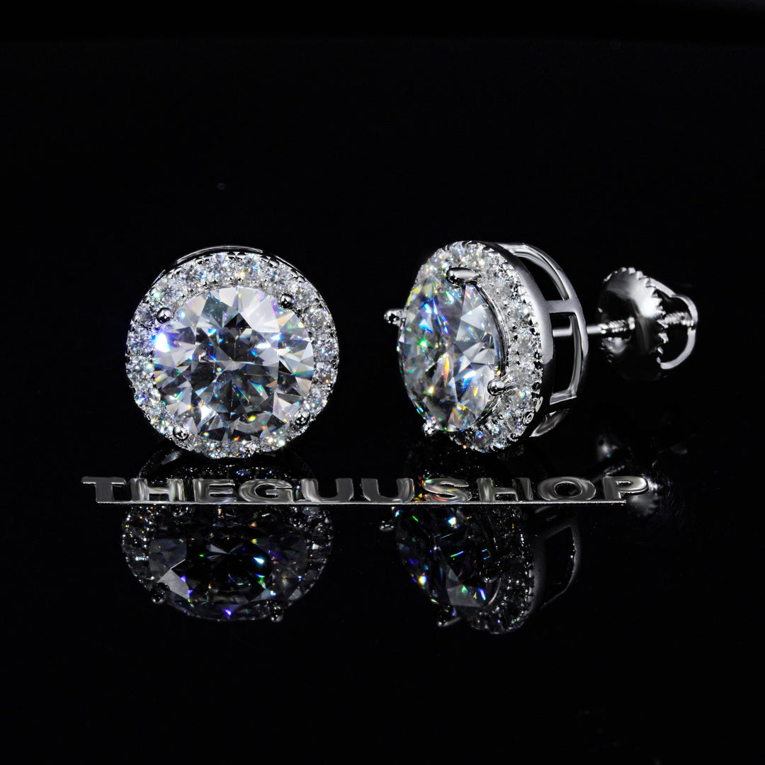 2.00 Carat Certified VVS1 Moissanite Halo Earrings