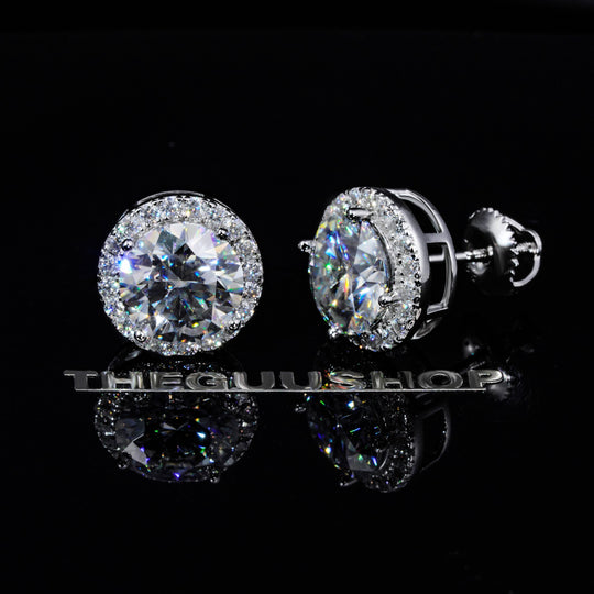 2.00 Carat Certified VVS1 Moissanite Halo Earrings