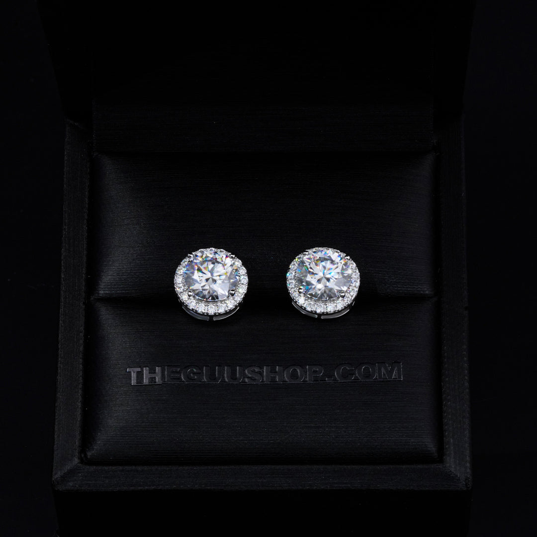 2.00 Carat Certified VVS1 Moissanite Halo Earrings