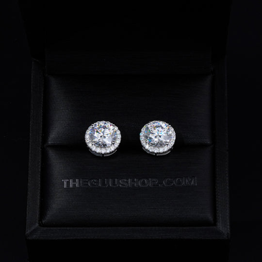 2.00 Carat Certified VVS1 Moissanite Halo Earrings