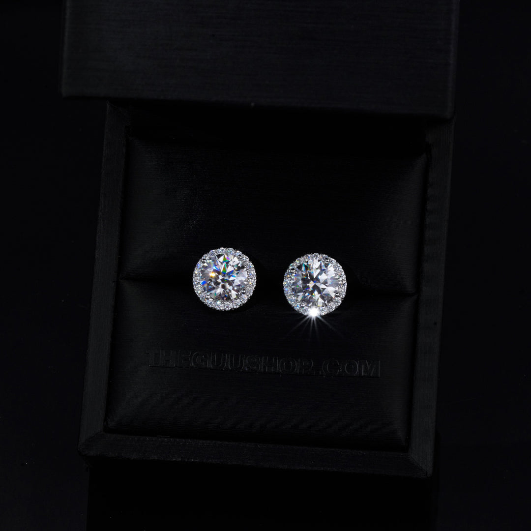 2.00 Carat Certified VVS1 Moissanite Halo Earrings
