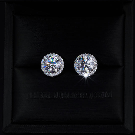 2.00 Carat Certified VVS1 Moissanite Halo Earrings