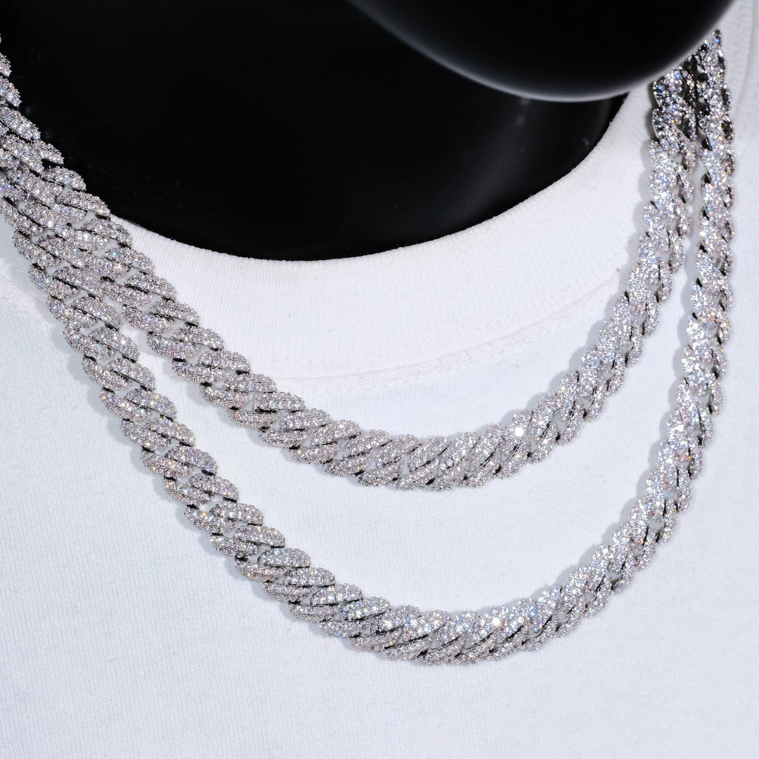 Cuban Link Chain (10mm) in White Gold / 18K Gold