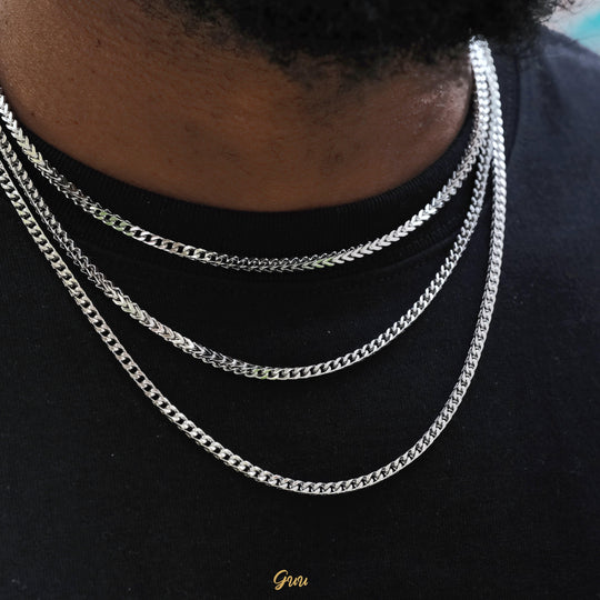 3mm Franco Link Chain White Gold