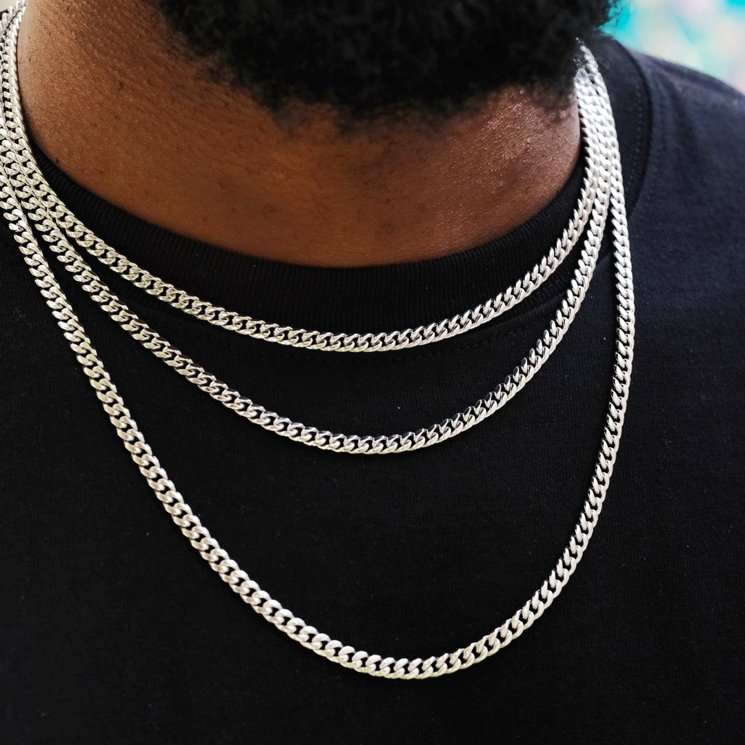 5mm Miami Cuban Link Chain In White Gold
