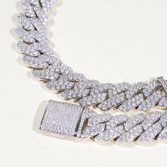 19mm 2-Row Iced Prong Cuban Chain